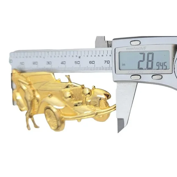 Park Lane JJ Gold Tone Elegant Lady, Rolls Royce Car Brooch, Signed - Picture 7 of 9